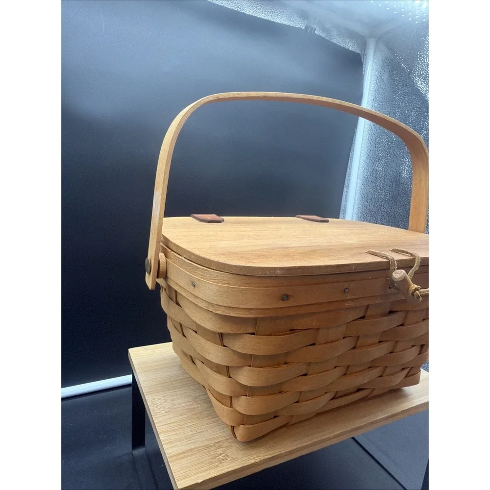 VTG Longaberger Classic Baskets Medium Purse With Lid & Handle 1995 Cottagecore